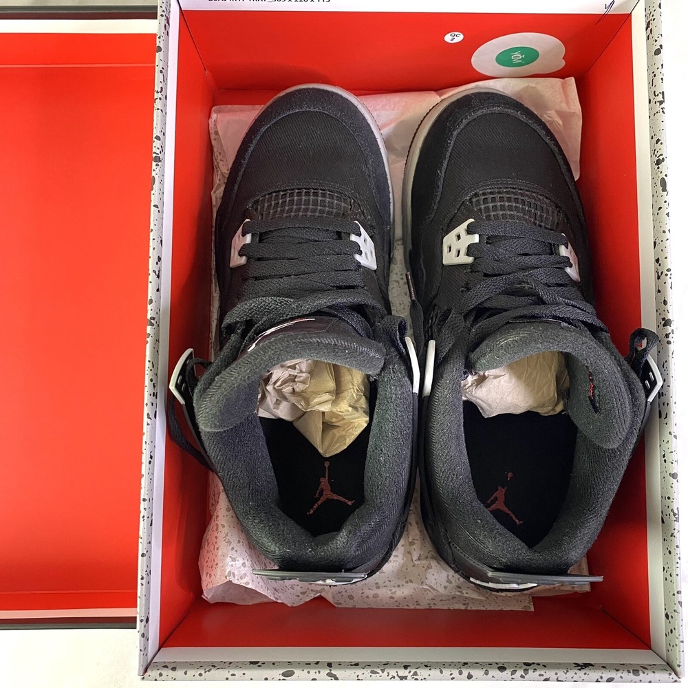 Nike Air Jordan 4 Retro SE Black Canvas GS Sneaker DV0553 006 Kid Youth 7Y w/Box - Picture 8 of 10